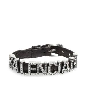 Balenciaga Logo Bracelet Embellished Leather